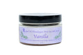 Jar of Vanilla Himalayan Pink Sea Salt Scrub with a white background