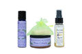 Three Pina Colada-themed products including a bottle, a jar, and a spray bottle on a white background.