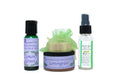 Three products including a bottle, a jar, and a spray bottle with 'Lemongrass' label on a white background.