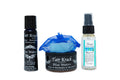 Tatt Krack Blue Waters tattoo care products including a spray bottle, jar, and roller ball on a white background.