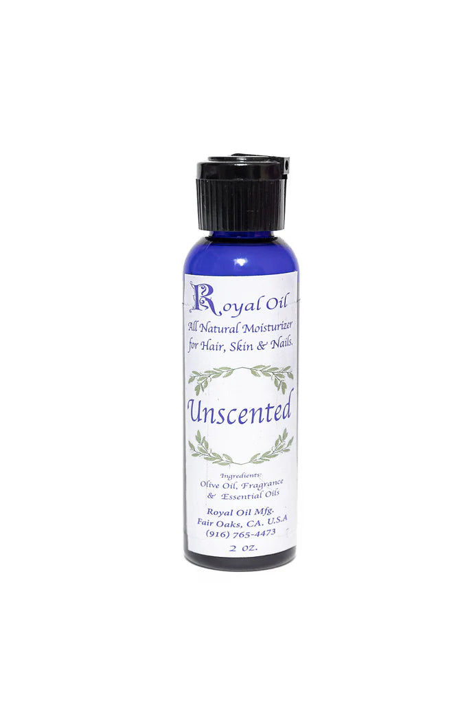 Bottle of Royal Oil Unscented on a white background