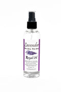 Lavender body spray bottle with a purple label on a white background