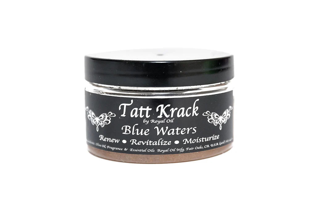 Jar of Tatt Krack Blue Waters on a white background