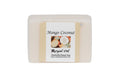 Bar of soap with a label on a white background
