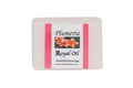 Handcrafted natural soap bar with Plumeria label on a white background