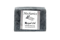 Bar of Mechanics Royal Oil soap with a label on a white background