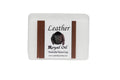 Bar of soap labeled 'Leather Royal Oil' on a white background