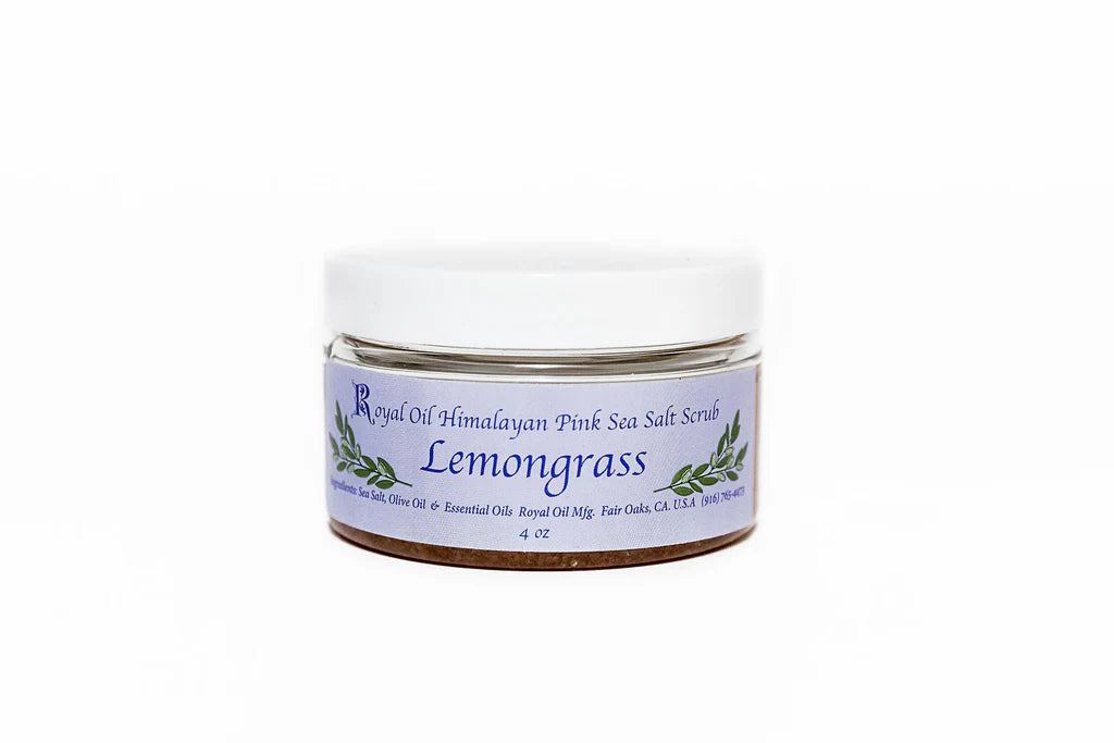 Jar of Lemongrass Himalayan Pink Salt Scrub on a white background