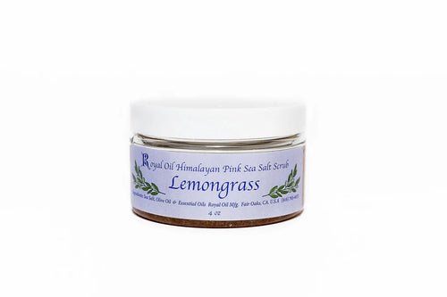 Jar of Lemongrass Himalayan Pink Salt Scrub on a white background