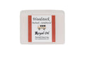 Bar of soap with a label on a white background