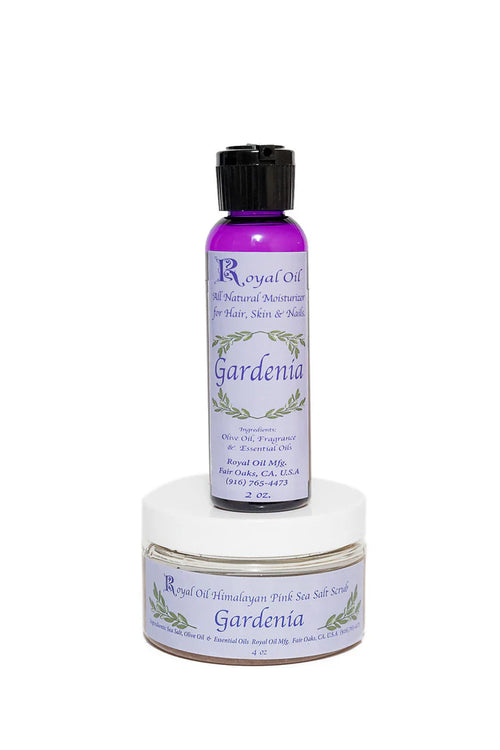 Bottle of Royal Oil Gardenia on a white background