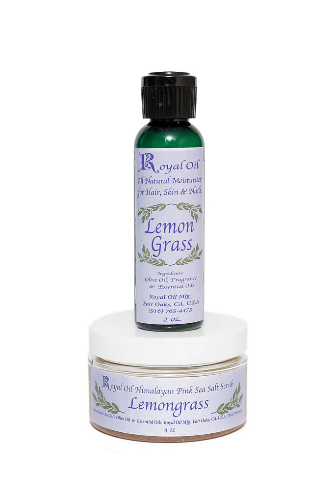 Bottle of Royal Oil Lemongrass product on a white background