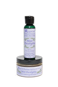 Two bottles of Mint Eucalyptus body scrub by Royal Oil on a white background